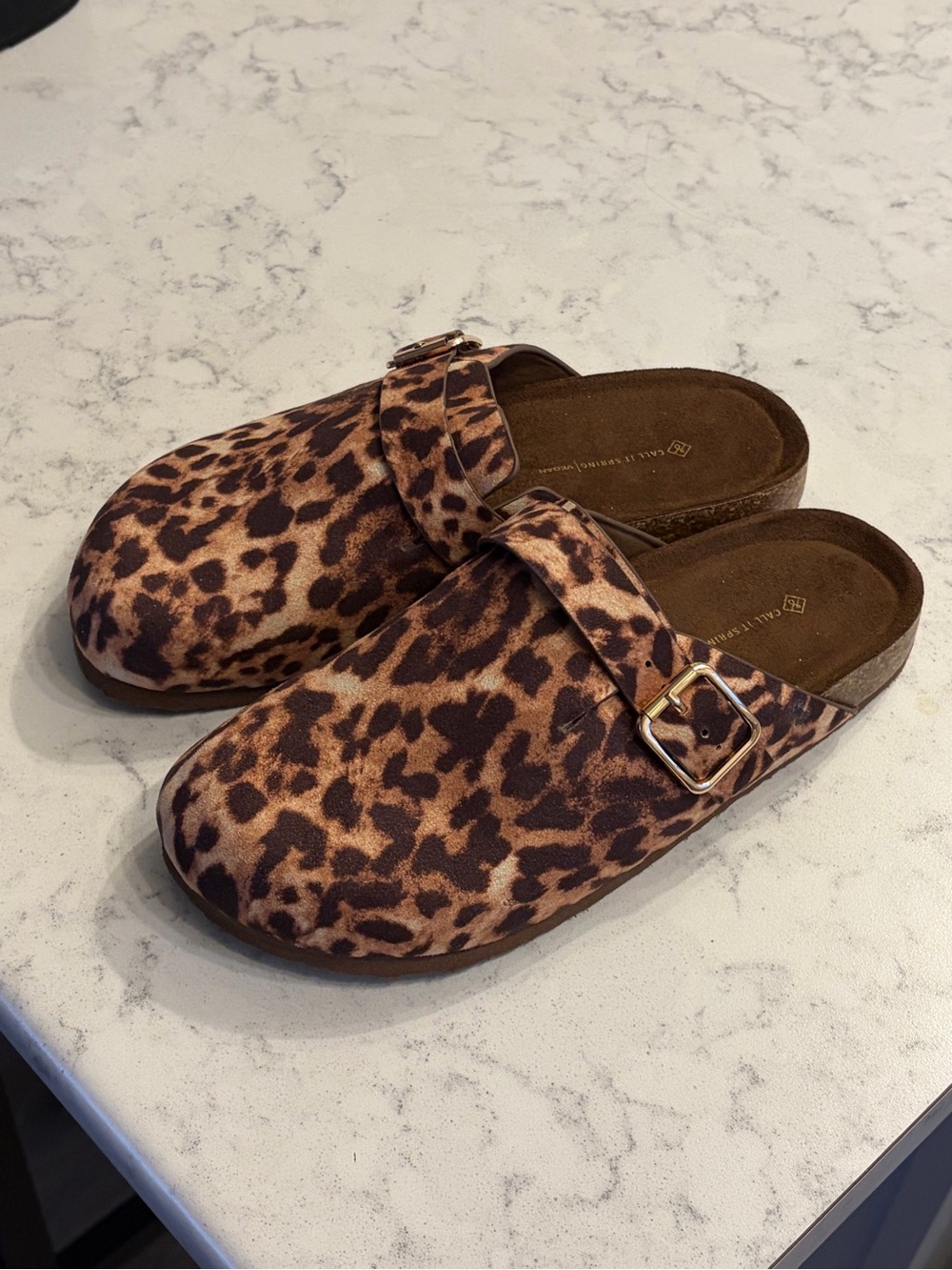 Call It Spring Leopard Print Brown Clog Mules